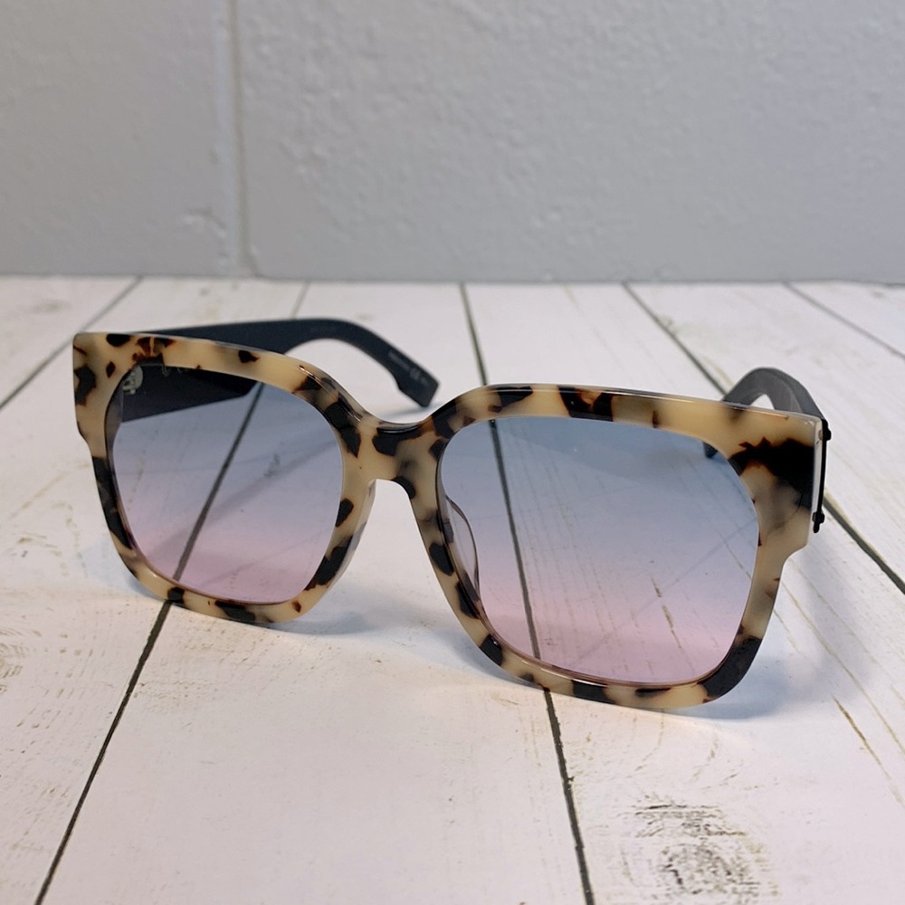 Dior Tortoiseshell Square Sunglasses with Pink-Blue Gradient Lenses
